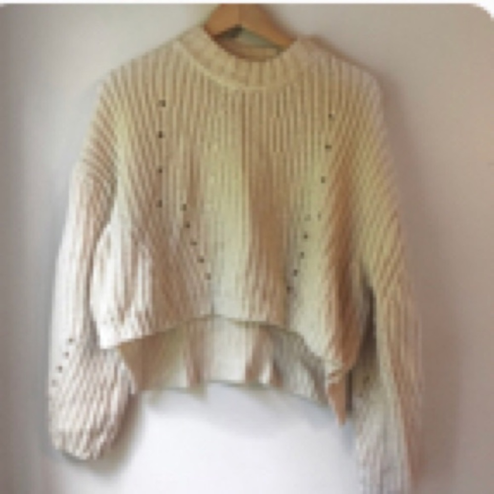 Cute Knit Crop Sweater High Neck